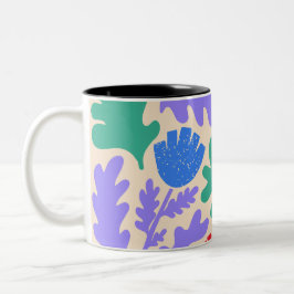 Caneca De Café Em Dois Tons Padrão de Formas Geométricas Vibrantes