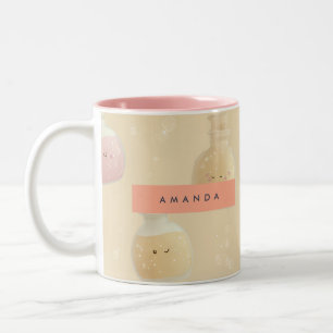 Caneca De Café Em Dois Tons Padrão de Frasco de Poção Mágica Personalizada