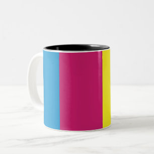 Caneca De Café Em Dois Tons padrão de fundo de listras cmyk gráfico cor ciano