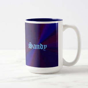 Caneca De Café Em Dois Tons Padrão de gradiente circular azul a roxo