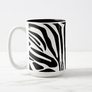 Caneca De Café Em Dois Tons Padrão de impressão de zebra preto e branco em neg