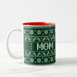 Caneca De Café Em Dois Tons Padrão de Knit de Suéter de Natal — Mãe