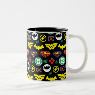 Caneca De Café Em Dois Tons Padrão de logotipo da Liga da Justiça de Chibi