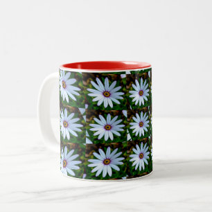 Caneca De Café Em Dois Tons Padrão de margarida branca