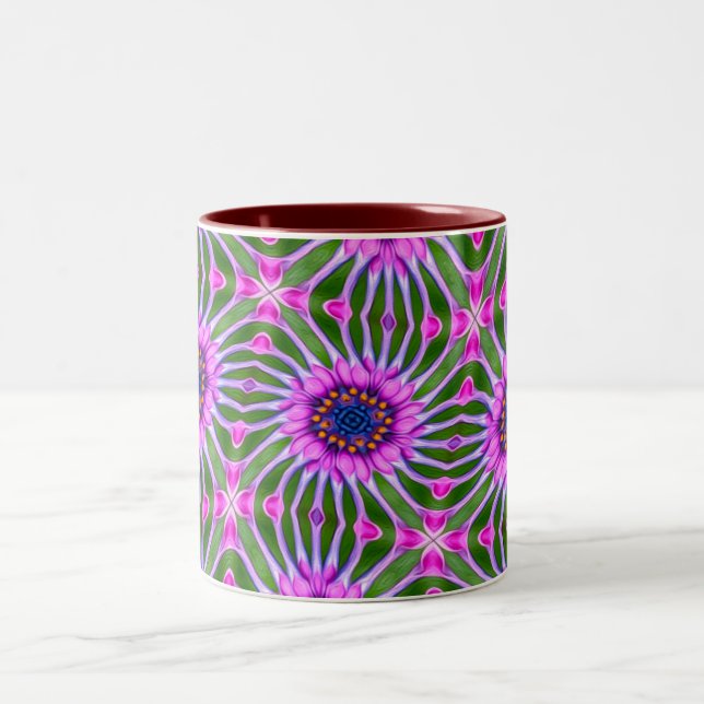 Caneca De Café Em Dois Tons Padrão de margarida estética (Centro)