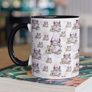 Caneca De Café Em Dois Tons Padrão de Monstro Pequeno e Caprichoso Fofo Lavand