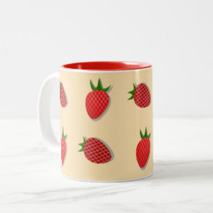 Caneca De Café Em Dois Tons Padrão de morango para boas vibrações no Verão de 
