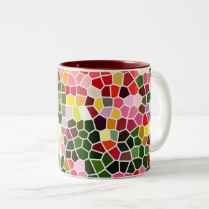 Caneca De Café Em Dois Tons Padrão de Mosaico Colorido