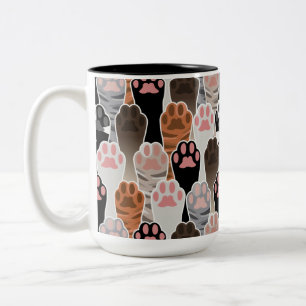 Caneca De Café Em Dois Tons Padrão de muitas patas de gatos