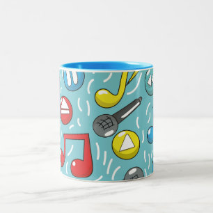 Caneca De Café Em Dois Tons Padrão de música