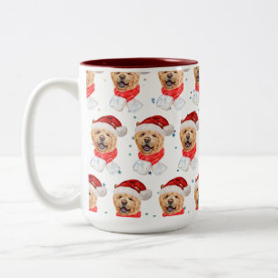 Caneca De Café Em Dois Tons Padrão de Natal de Cachorro Chow Chow Fofo