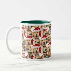 Caneca De Café Em Dois Tons Padrão de Natal de Retirador de Ouros Engraçado Pe