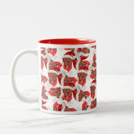 Caneca De Café Em Dois Tons Padrão de Natal Engraçado da Mastiff Francesa