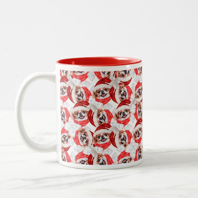 Caneca De Café Em Dois Tons Padrão de Natal engraçado do queixo japonês (Esquerda)