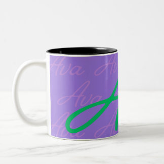Caneca De Café Em Dois Tons Padrão de Nome de Repetição Ava