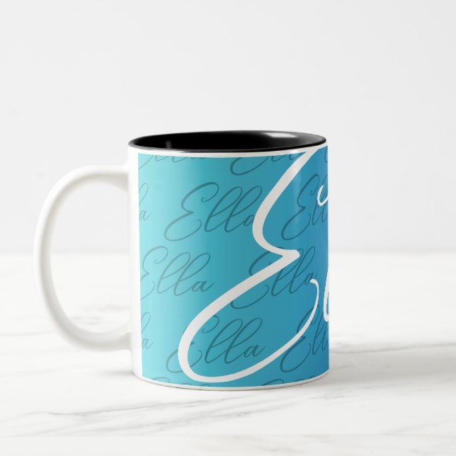 Caneca De Café Em Dois Tons Padrão de nome repetido Ella Design (Esquerda)