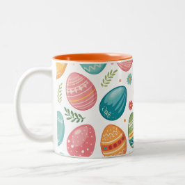Caneca De Café Em Dois Tons Padrão de Ovos de Páscoa Coloridos