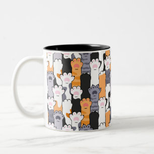 Caneca De Café Em Dois Tons Padrão de Patinhas de Gato