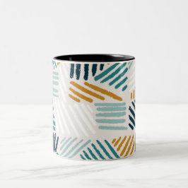Caneca De Café Em Dois Tons Padrão de Pincel Geométrico Abstrato Moderno