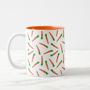 Caneca De Café Em Dois Tons Padrão de Produtos Hortícolas de Cenouras Laranja