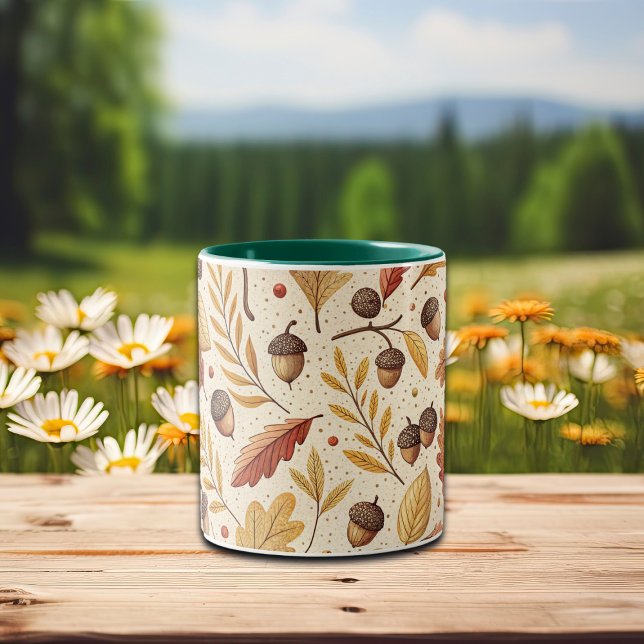 Caneca De Café Em Dois Tons Padrão de queda elegante (Criador carregado)