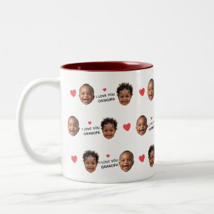 Caneca De Café Em Dois Tons Padrão de Rosto de Bebê de 2 Fotos Personalizado E