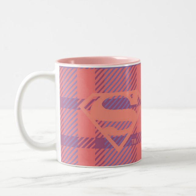 Caneca De Café Em Dois Tons Padrão de Supergirl Pink e Púrpura (Esquerda)