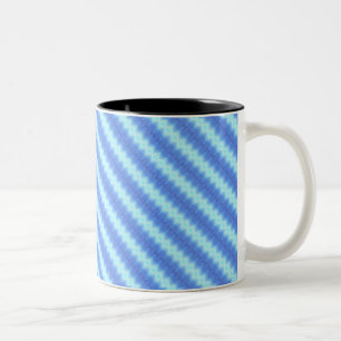 Caneca De Café Em Dois Tons Padrão de Textura de Stripe do Knit Azul Aqua