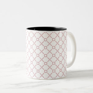 Caneca De Café Em Dois Tons Padrão de Treliça Geométrica Rosa Suave