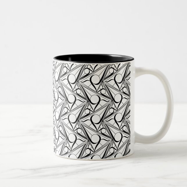 Caneca De Café Em Dois Tons Padrão de triângulo com círculo (Direita)