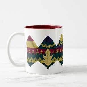 Caneca De Café Em Dois Tons Padrão de Tricô Fair Isle de Outono Folha de Outon