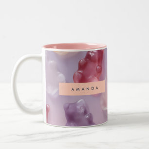Caneca De Café Em Dois Tons Padrão de Urso Colorido Personalizado