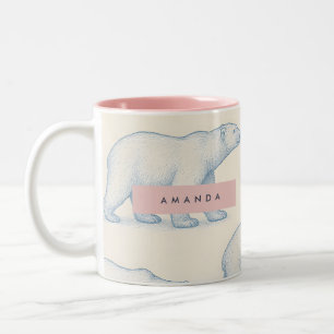 Caneca De Café Em Dois Tons Padrão de Urso Polar Divertido e Estiloso Personal