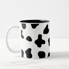 Caneca De Café Em Dois Tons Padrão de Vaca Preto e Branco
