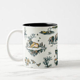 Caneca De Café Em Dois Tons Padrão de Vida Selvagem do Parque Nacional Yellow