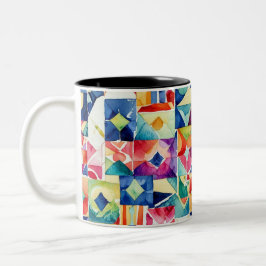 Caneca De Café Em Dois Tons Padrão digital abstrato geométrico 17 - Mug de caf