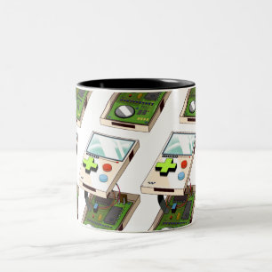 Caneca De Café Em Dois Tons Padrão do console do jogo de vídeo.