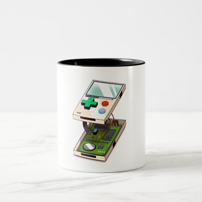Caneca De Café Em Dois Tons Padrão do console do jogo de vídeo. (Centro)