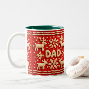 Caneca De Café Em Dois Tons Padrão do kit de Natal com Reindeer e "Pai"