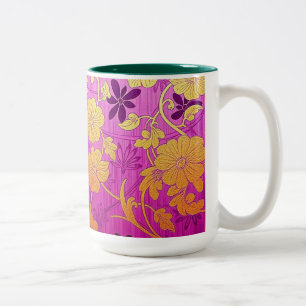 Caneca De Café Em Dois Tons Padrão do Ouro rosa ORIENTAL - Mug, Taça