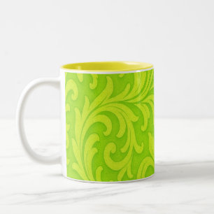 Caneca De Café Em Dois Tons Padrão elegante do verde limão