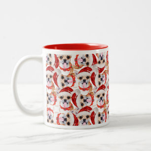 Caneca De Café Em Dois Tons Padrão Engraçado de Natal de Chihuahua