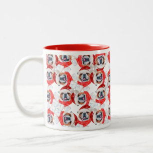 Caneca De Café Em Dois Tons Padrão engraçado de Natal do Bulldog Inglês