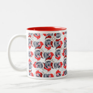 Caneca De Café Em Dois Tons Padrão engraçado de Natal do Cane Corso