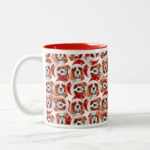 Caneca De Café Em Dois Tons Padrão engraçado de Natal do Cavalier King