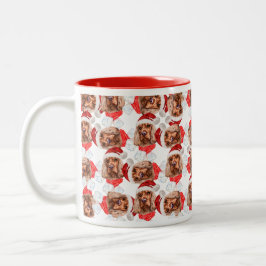 Caneca De Café Em Dois Tons Padrão engraçado de Natal do Cocker Inglês