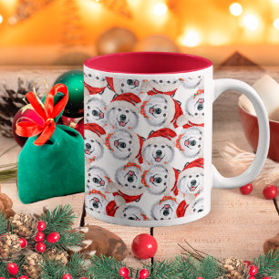 Caneca De Café Em Dois Tons Padrão engraçado de Natal do Malamute do Alasca