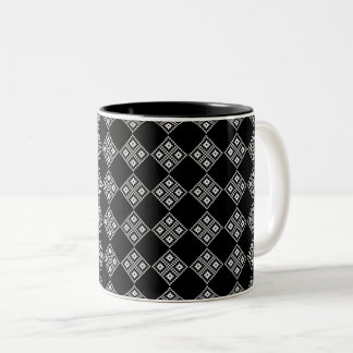 Caneca De Café Em Dois Tons Padrão estoniano de tricô preto e branco