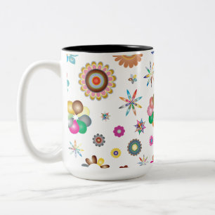 Caneca De Café Em Dois Tons Padrão Floral