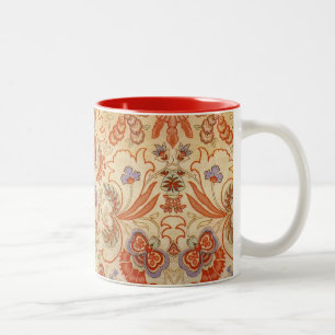 Caneca De Café Em Dois Tons Padrão Floral Antiquado Chintz Paisley